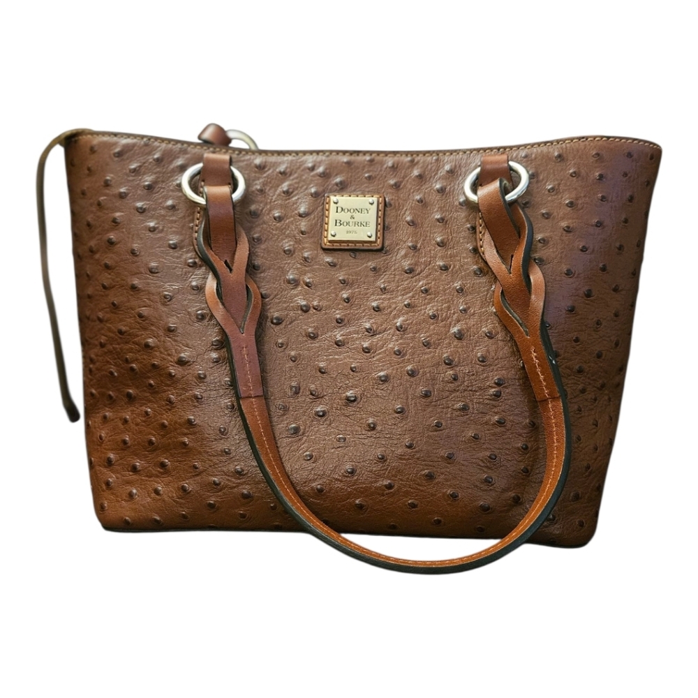 Dooney & Bourke Briana Ostrich Embossed Leather Shoulder Bag Caramel